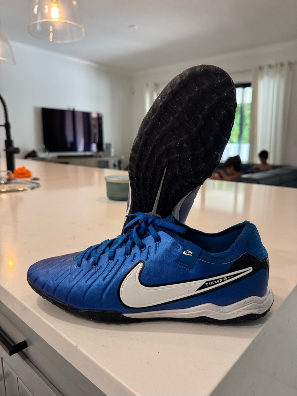 Nike Men’s Blue and White Tiempo Soccer Turf Cleats Shoes - DV4336-400